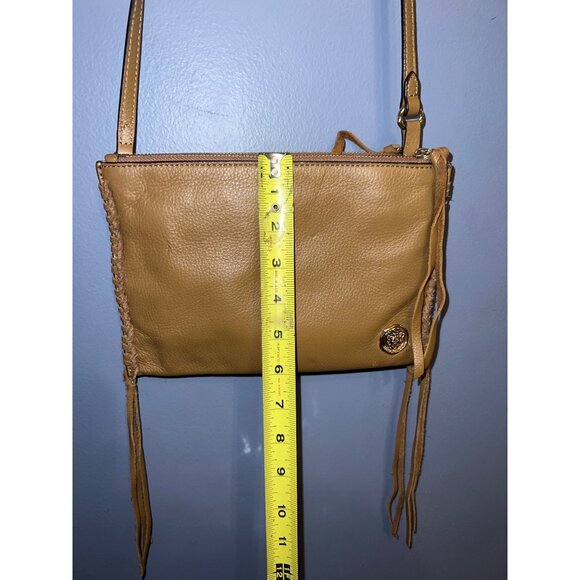 Vince Camuto Litzy Mocha Leather Fringe Crossbody Bag Western‎ Boho Chic Purse - Picture 10 of 13